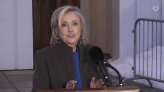 Hillary Clinton speaks after her Epstein deposition with House Oversight
