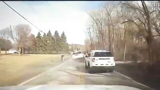Wild Ohio chase ends with police cruiser rolling onto roadway after crash