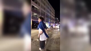 Multiple people were seen brawling outside a parking garage in Salt Lake City