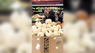 Shirtless Dude and Fatty Fight in the Produce Section at Brawlmart.