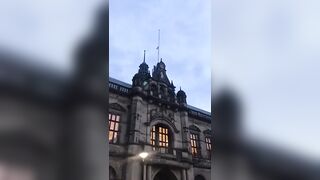 A Protestor climbs the Sheffield Council in the UK, Removes the Israeli flag and Replaces it with Palestine One