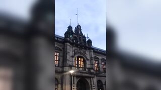A Protestor climbs the Sheffield Council in the UK, Removes the Israeli flag and Replaces it with Palestine One