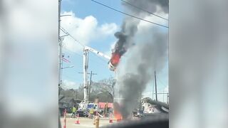 Louisiana worker taken to hospital after bucket truck catches fire