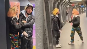 NYC couple was seen getting into a physical altercation inside a subway station