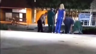 Aggressive Cop Gets his Face Pounded to the Ground after Pulling Guys Hair.