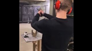 Dude Shooting a Gun for the First Time Learns its Easy to Almost Blow Your Own Brains Out.