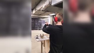 Dude Shooting a Gun for the First Time Learns its Easy to Almost Blow Your Own Brains Out.