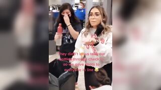 TSA lets Girls Pre-game before the Flight
