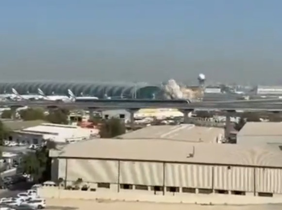 An Iranian drone hits Dubai Airport.