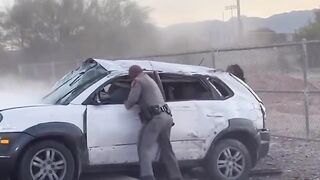 SUV full of Illegal Immigrants Flipped by Rangers