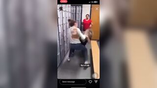 Blonde gets Her Head Smashed In with a Combo-Lock in the Locker Room (Blood)