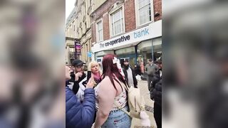 Concerned Mother out Protesting ends up arguing with a radical left extremist.