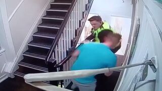 Tough guy thug brutally rugby tackles police officer down stairs – 'had a bad day'