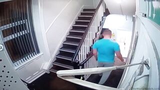 Tough guy thug brutally rugby tackles police officer down stairs – 'had a bad day'