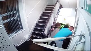Tough guy thug brutally rugby tackles police officer down stairs – 'had a bad day'