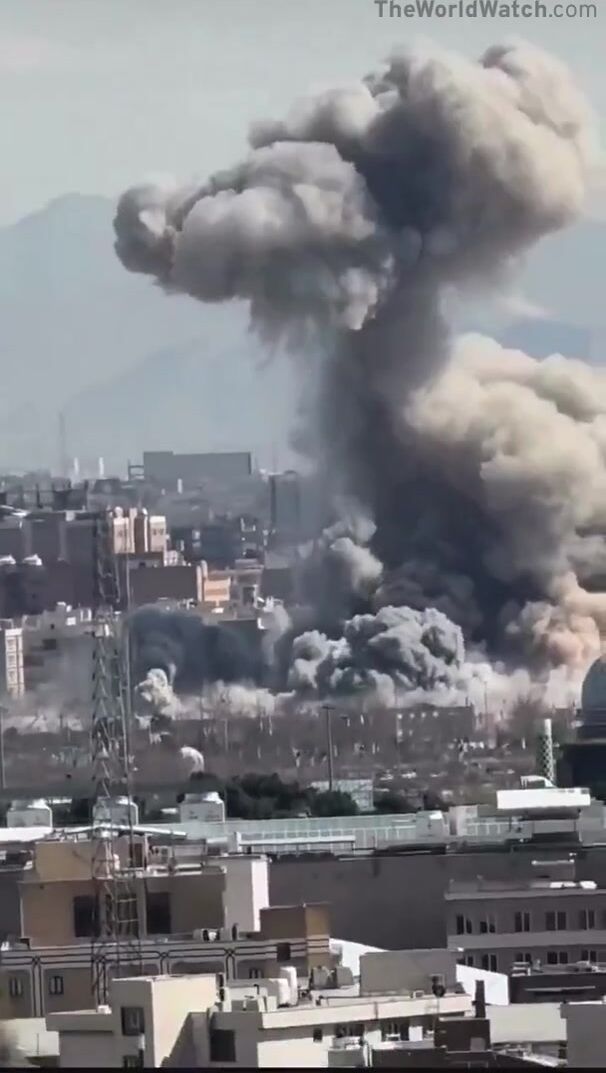 Insane footage captures airstrikes landing dangerously close to the Shahyad Tower in Tehran