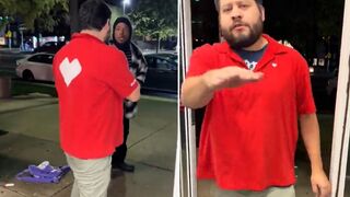 Employee is Not Letting These Clowns Rob his Store without a Fight.