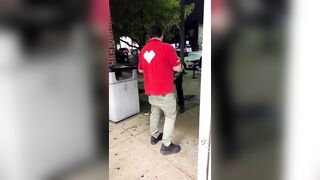 Employee is Not Letting These Clowns Rob his Store without a Fight.