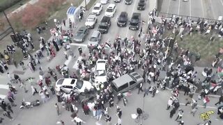 Driver Surrounded After Trying To Drive Thru Pro-Palestine Rally!