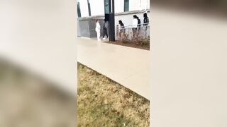 Brawl outside of the Kalamazoo, Michigan courthouse