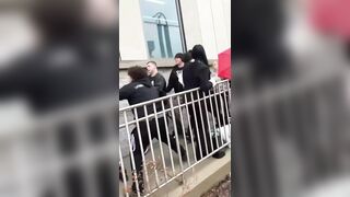 Brawl outside of the Kalamazoo, Michigan courthouse