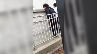 Brawl outside of the Kalamazoo, Michigan courthouse