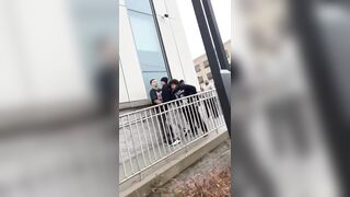 Brawl outside of the Kalamazoo, Michigan courthouse