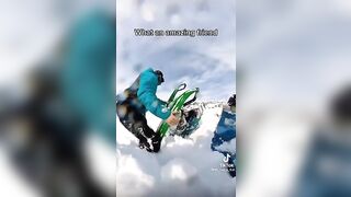 Snowmobile Lands on Top of Man after Failed Ramp Jump, Amazing Friend shows up!