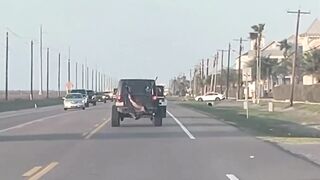 Man ejected from a Jeep after colliding with a Tesla in Port Aransas, Texas.