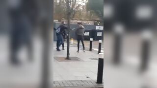 3 Migrants Quickly Learn they Messed with the Wrong Irishman. (3rd guy was like, 'nah I'm good' Lol)
