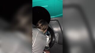 Port-O-Potty from HELL.....What is She Sticking her Hand in there For?