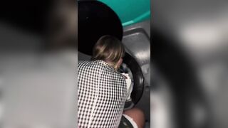 Port-O-Potty from HELL.....What is She Sticking her Hand in there For?