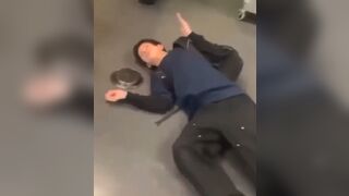 Kid just tryin to Eat his Lunch is Badly KO'd in Front of Cafeteria
