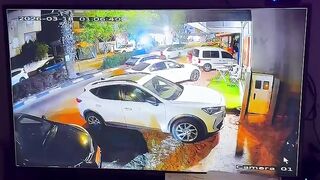 "Surveillance camera footage shows the moment a cluster bomb fell in Kafr Qasim."