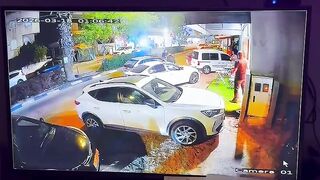 "Surveillance camera footage shows the moment a cluster bomb fell in Kafr Qasim."