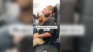 Poor Guy too Stressed Lights Up a Cigarette...Except he's on an Airplane