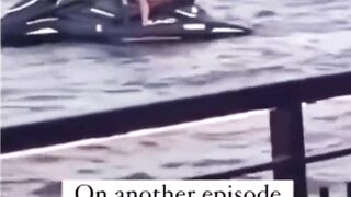 Toxic Couple Fight Each Other on a Jet-Ski..Looks like the Girl lost her Bottoms?