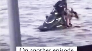 Toxic Couple Fight Each Other on a Jet-Ski..Looks like the Girl lost her Bottoms?