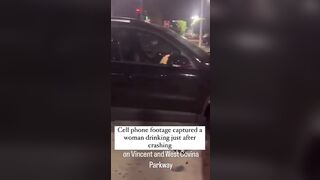 Woman Caught STILL Drinking after She Already Crashed
