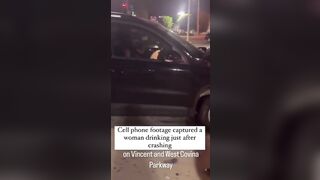 Woman Caught STILL Drinking after She Already Crashed