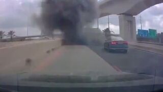 The warhead of an Iranian missile fell in front of a moving vehicle in Israel, the vehicle narrowly escaped.