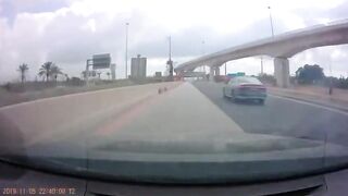 The warhead of an Iranian missile fell in front of a moving vehicle in Israel, the vehicle narrowly escaped.