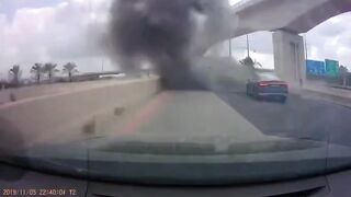 The warhead of an Iranian missile fell in front of a moving vehicle in Israel, the vehicle narrowly escaped.