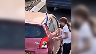 Yikes...Hardcore Israeli Flag Lover has to Hide the Flag