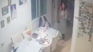 Shocking CCTV footage shows the moment a house in Israel was hit