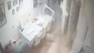 Shocking CCTV footage shows the moment a house in Israel was hit