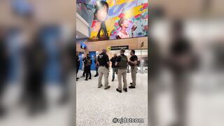 Leftist is losing it at ICE agents in Newark airport.