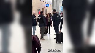 Leftist is losing it at ICE agents in Newark airport.