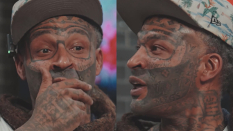 Here’s a clip of him explaining why he got all of those Louis Vuitton face tattoos