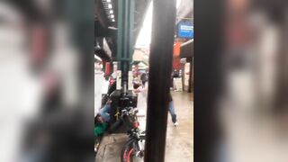 Customer (Big Black Man) Helps defend Owner from being Jumped